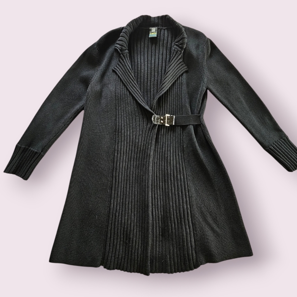 La Vie Boheme Anthro Black Belted Chic Boho Grunge Poet Core Cardigan‎ Sz S-L